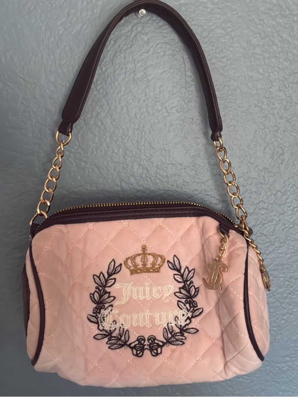 Juicy Couture Pink Velour Barrel Bag